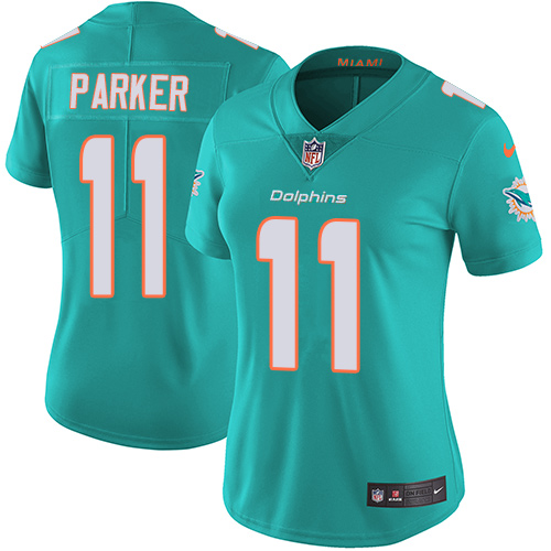 Nike Miami Dolphins #11 DeVante Parker Aqua Green Team Color Women Stitched NFL Vapor Untouchable Limited Jersey->women nfl jersey->Women Jersey